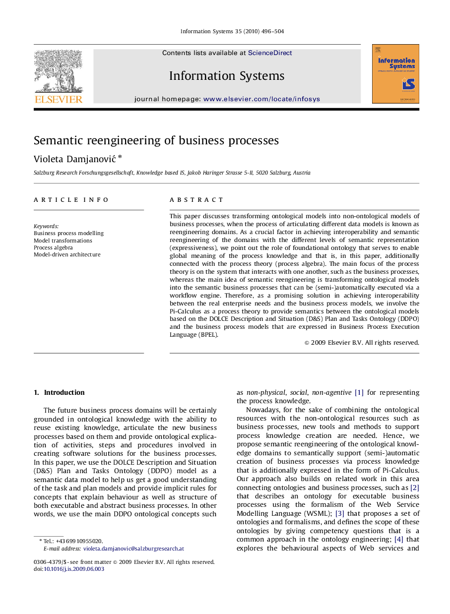 Semantic reengineering of business processes