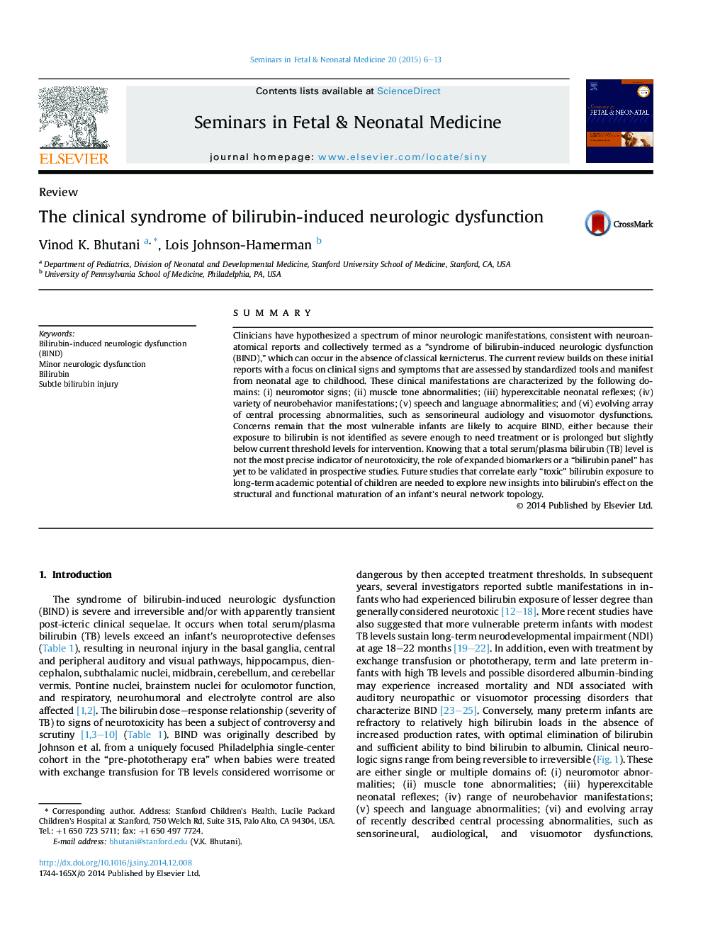 The clinical syndrome of bilirubin-induced neurologic dysfunction