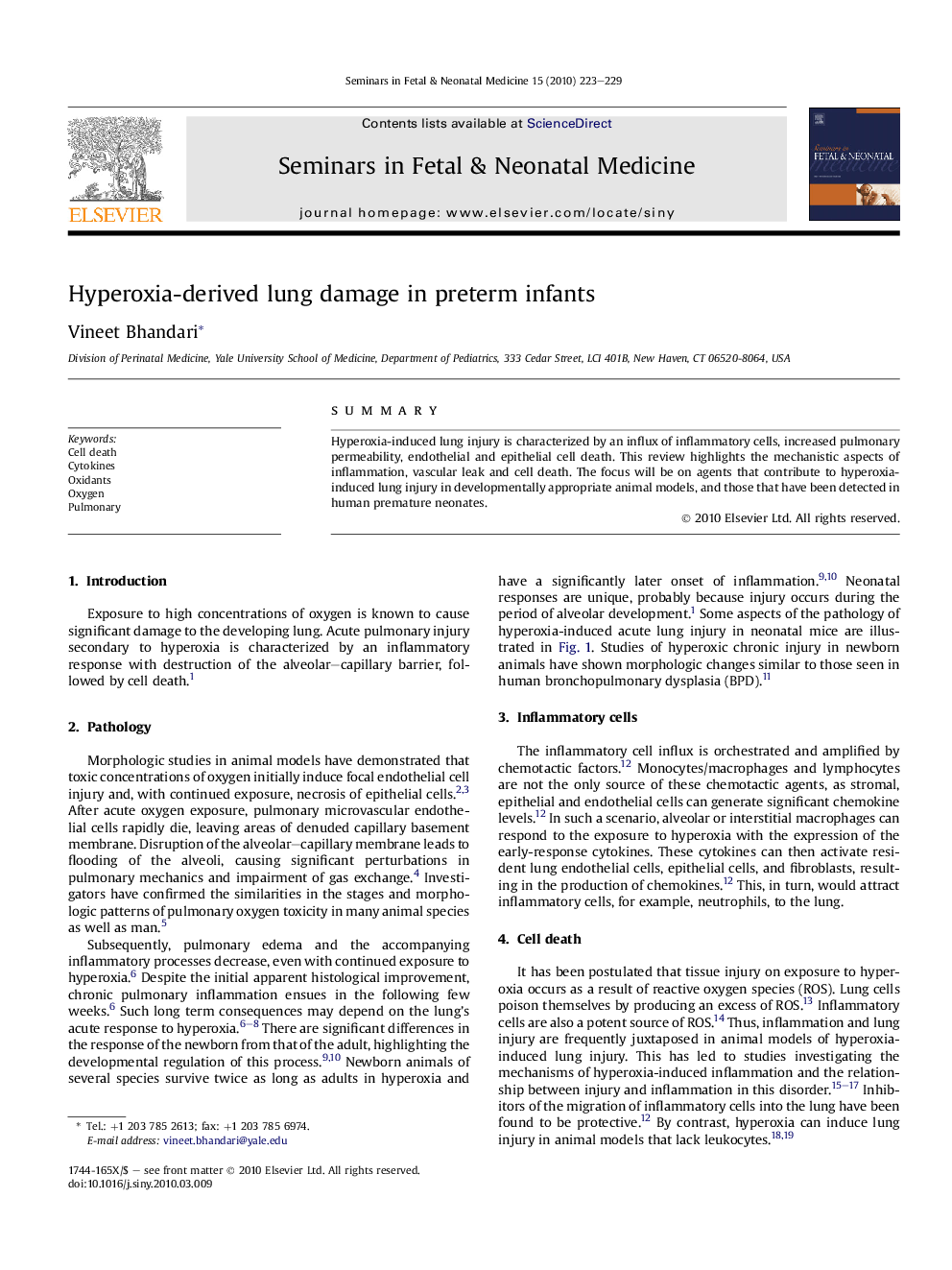 Hyperoxia-derived lung damage in preterm infants