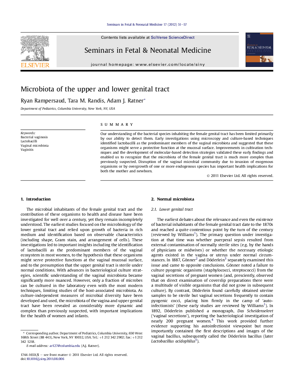 Microbiota of the upper and lower genital tract