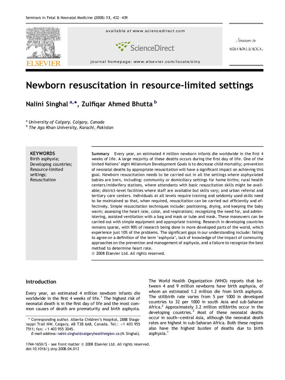 Newborn resuscitation in resource-limited settings