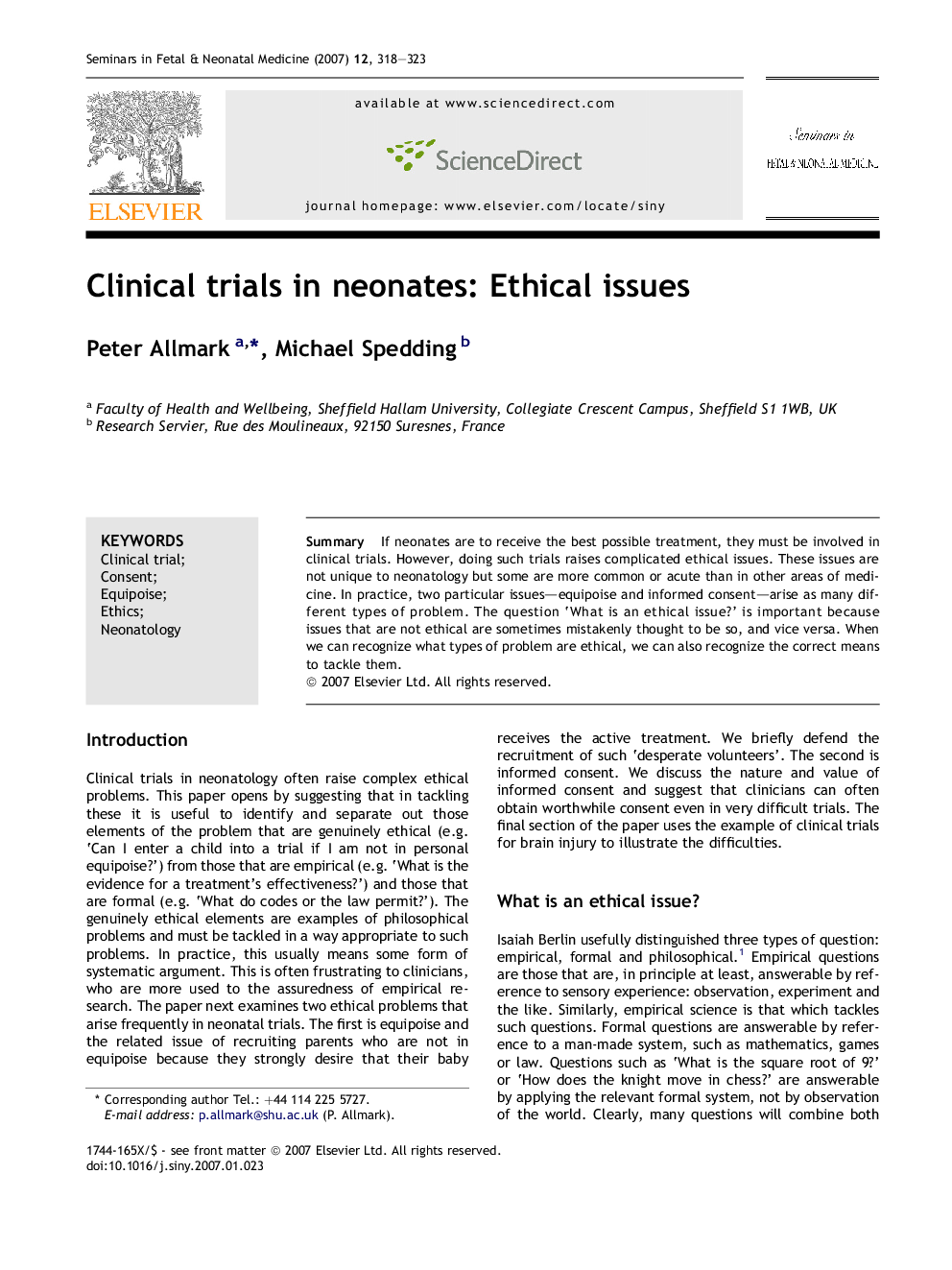 Clinical trials in neonates: Ethical issues