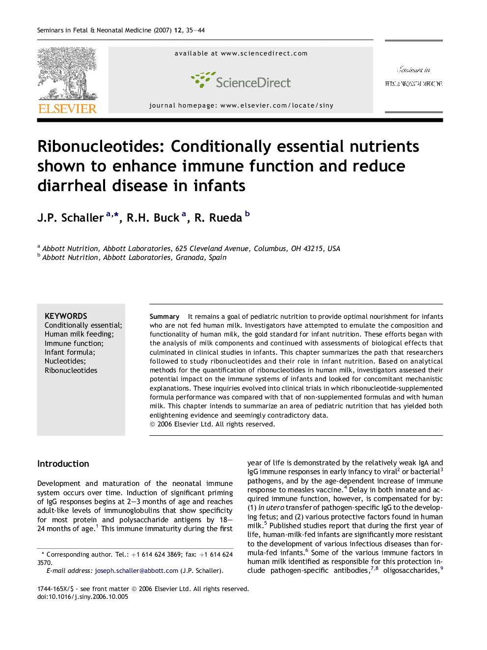 Ribonucleotides: Conditionally essential nutrients shown to enhance immune function and reduce diarrheal disease in infants