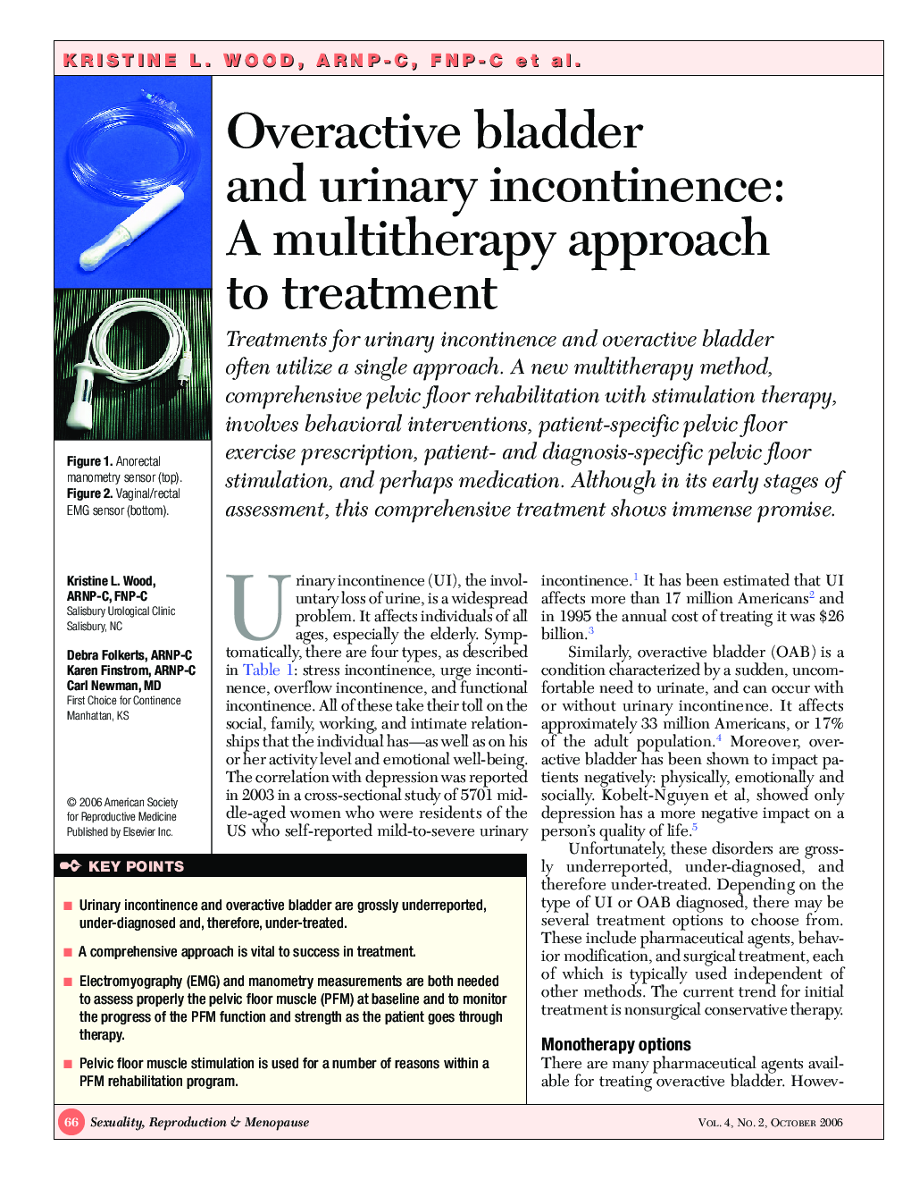 Overactive bladder and urinary incontinence: A multitherapy approach to treatment