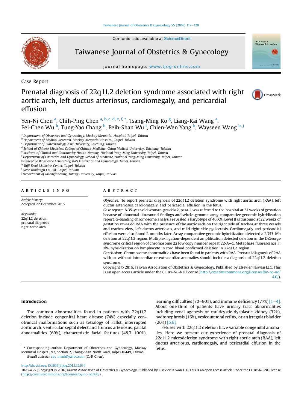 Prenatal diagnosis of 22q11.2 deletion syndrome associated with right aortic arch, left ductus arteriosus, cardiomegaly, and pericardial effusion