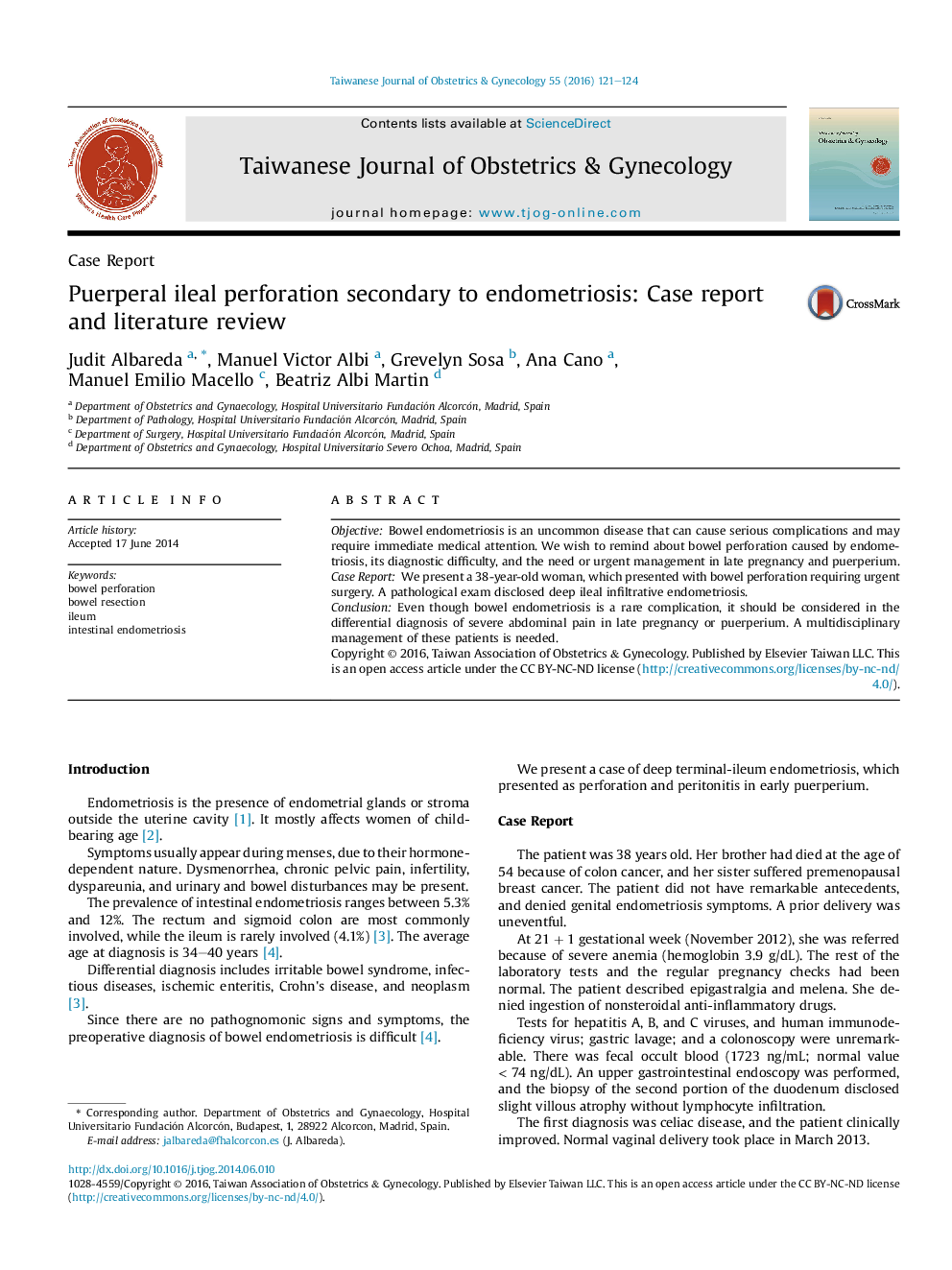 Puerperal ileal perforation secondary to endometriosis: Case report and literature review