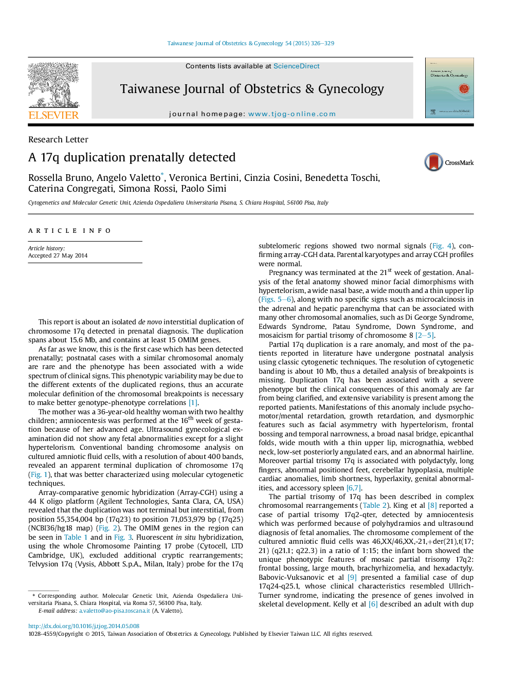 A 17q duplication prenatally detected