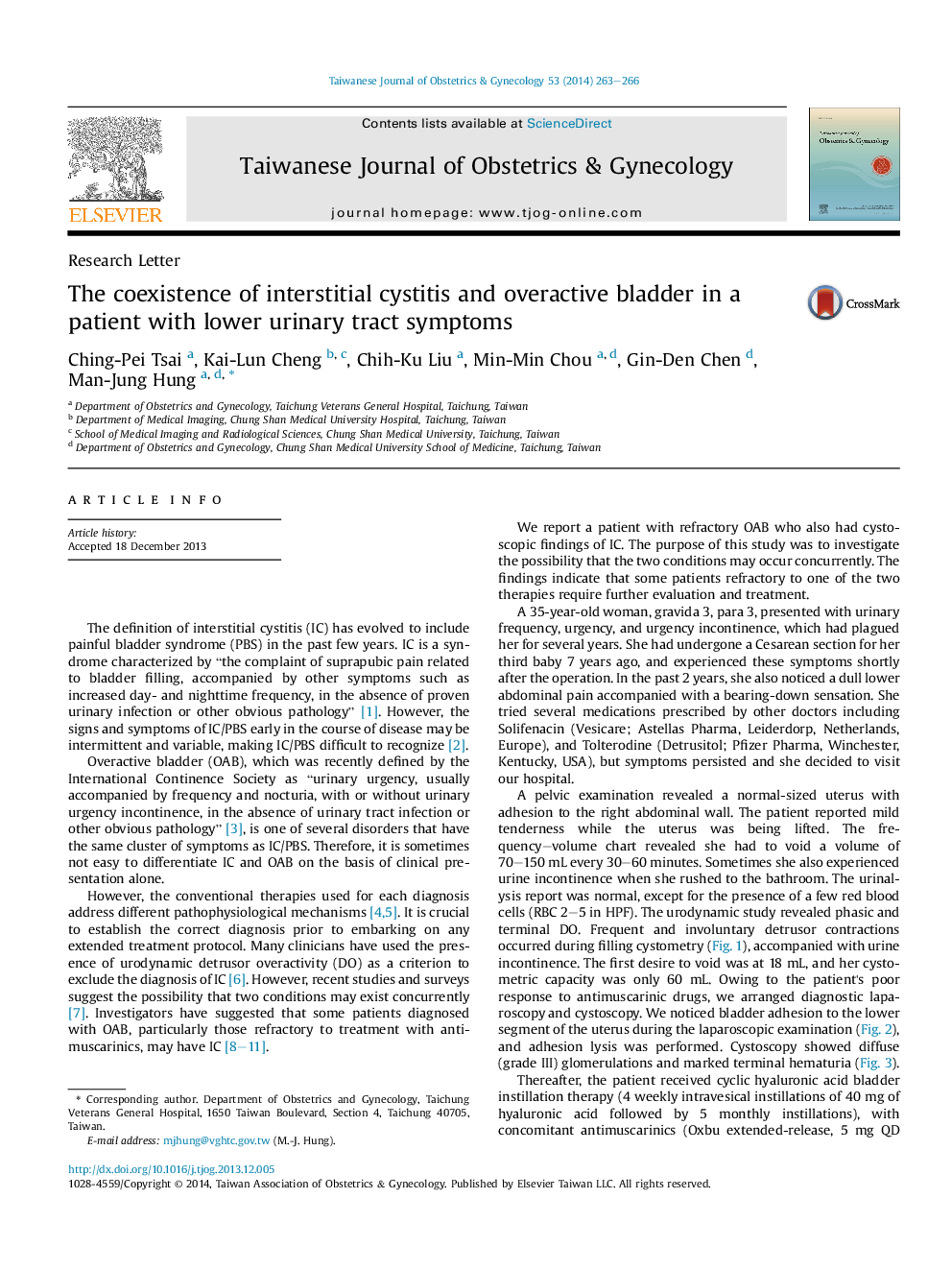 The coexistence of interstitial cystitis and overactive bladder in a patient with lower urinary tract symptoms