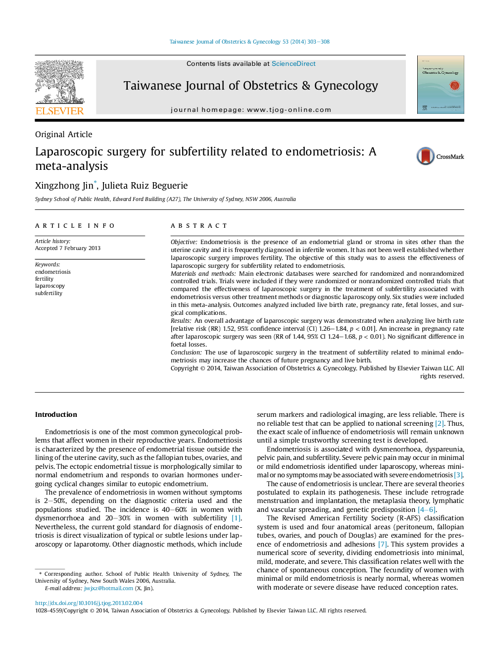 Laparoscopic surgery for subfertility related to endometriosis: A meta-analysis