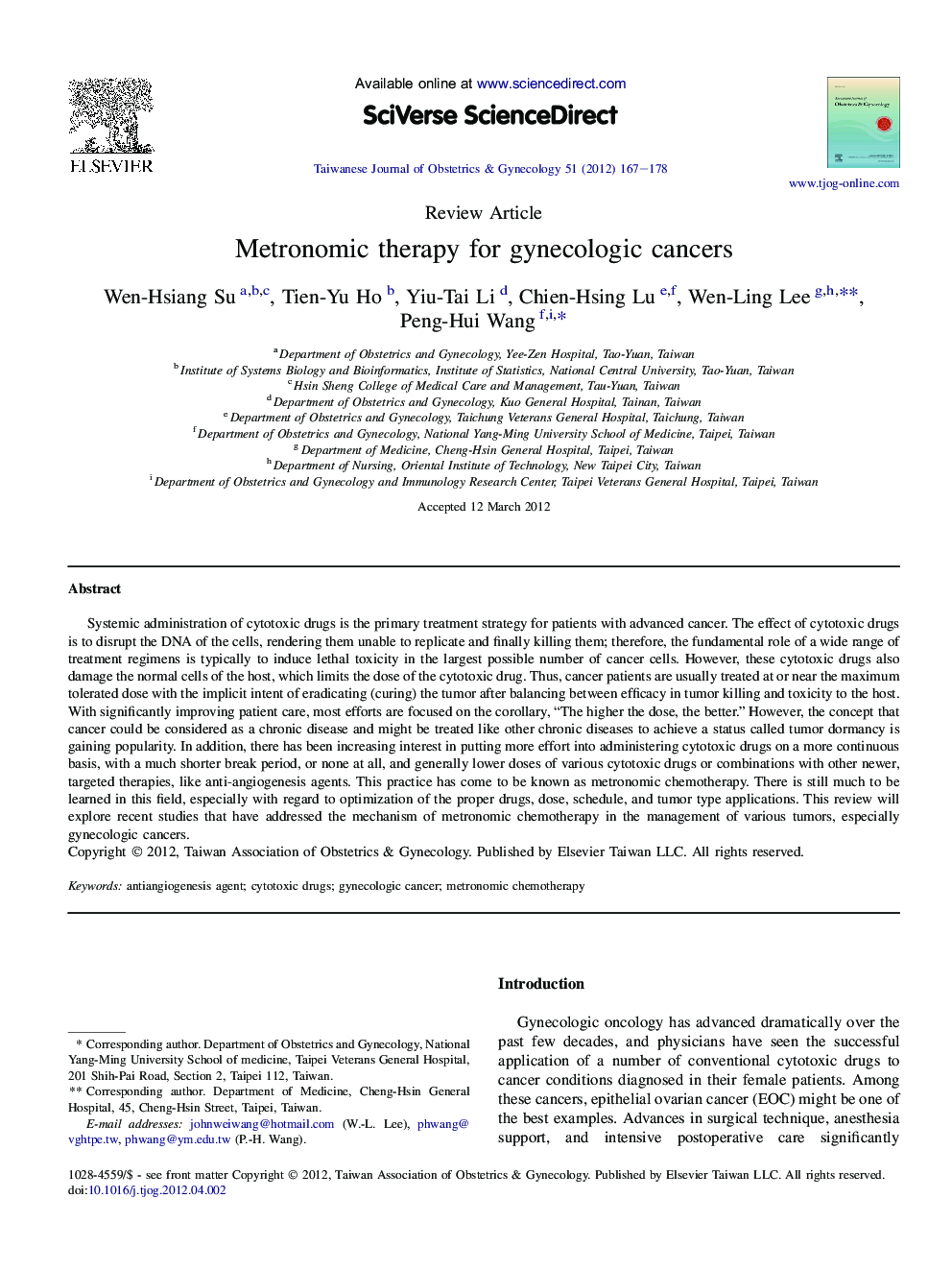 Metronomic therapy for gynecologic cancers