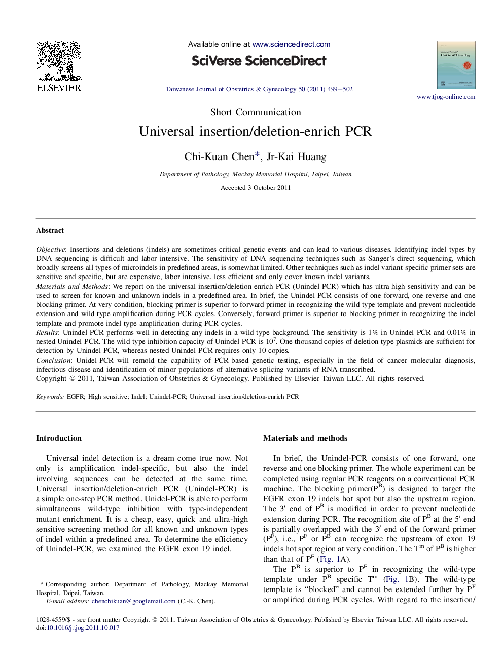 Universal insertion/deletion-enrich PCR