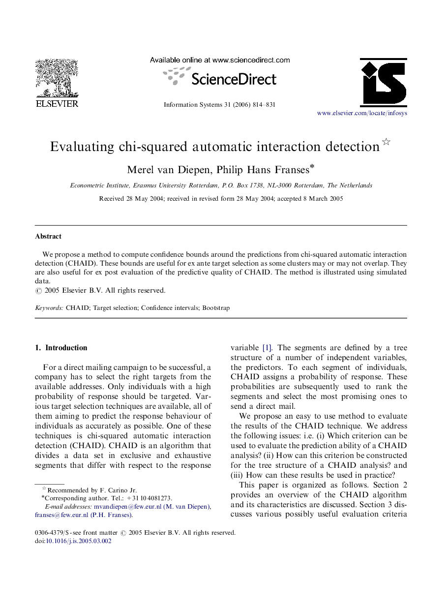 Evaluating chi-squared automatic interaction detection 