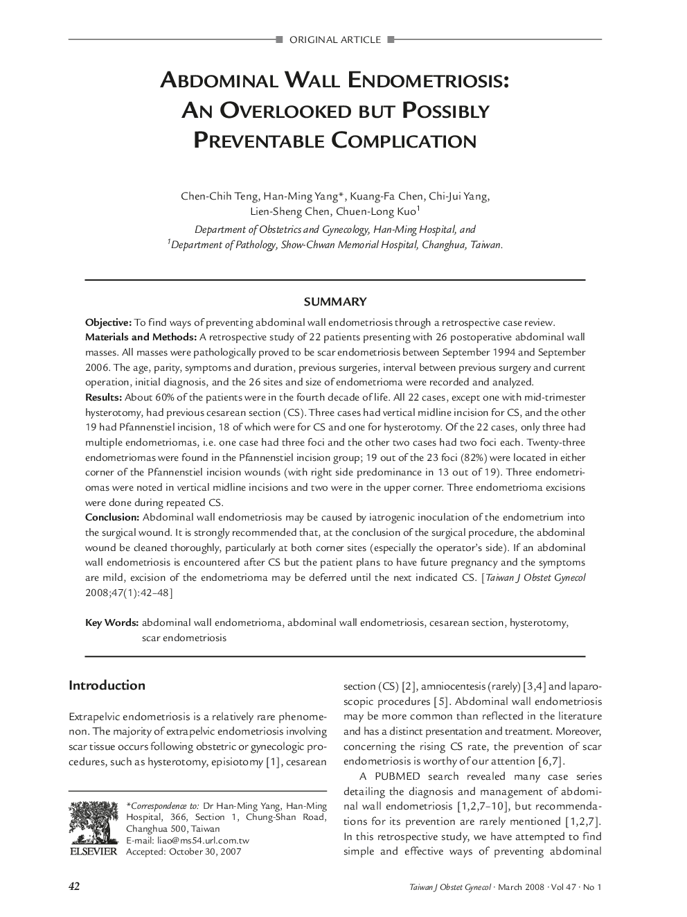 Abdominal Wall Endometriosis: An Overlooked but Possibly Preventable Complication