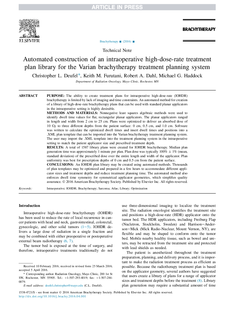 ساخت و ساز اتوماتیک یک کتابخانه برنامه درمان با دوز بالا در دوز بالا برای سیستم برنامه ریزی درمان برویتراپی واریان 