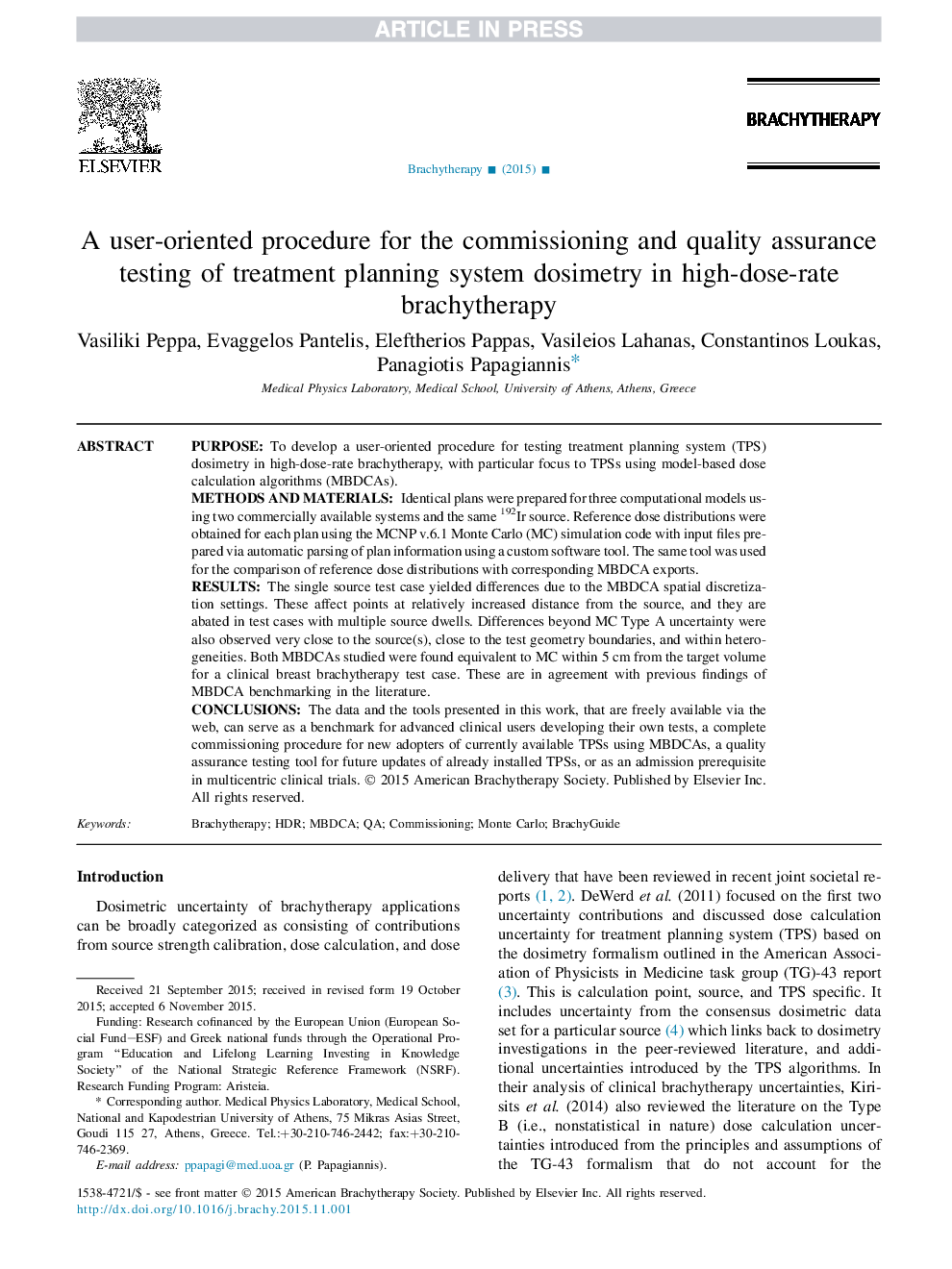 A user-oriented procedure for the commissioning and quality assurance testing of treatment planning system dosimetry in high-dose-rate brachytherapy