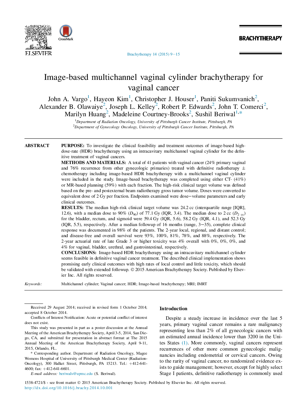 Image-based multichannel vaginal cylinder brachytherapy for vaginalÂ cancer