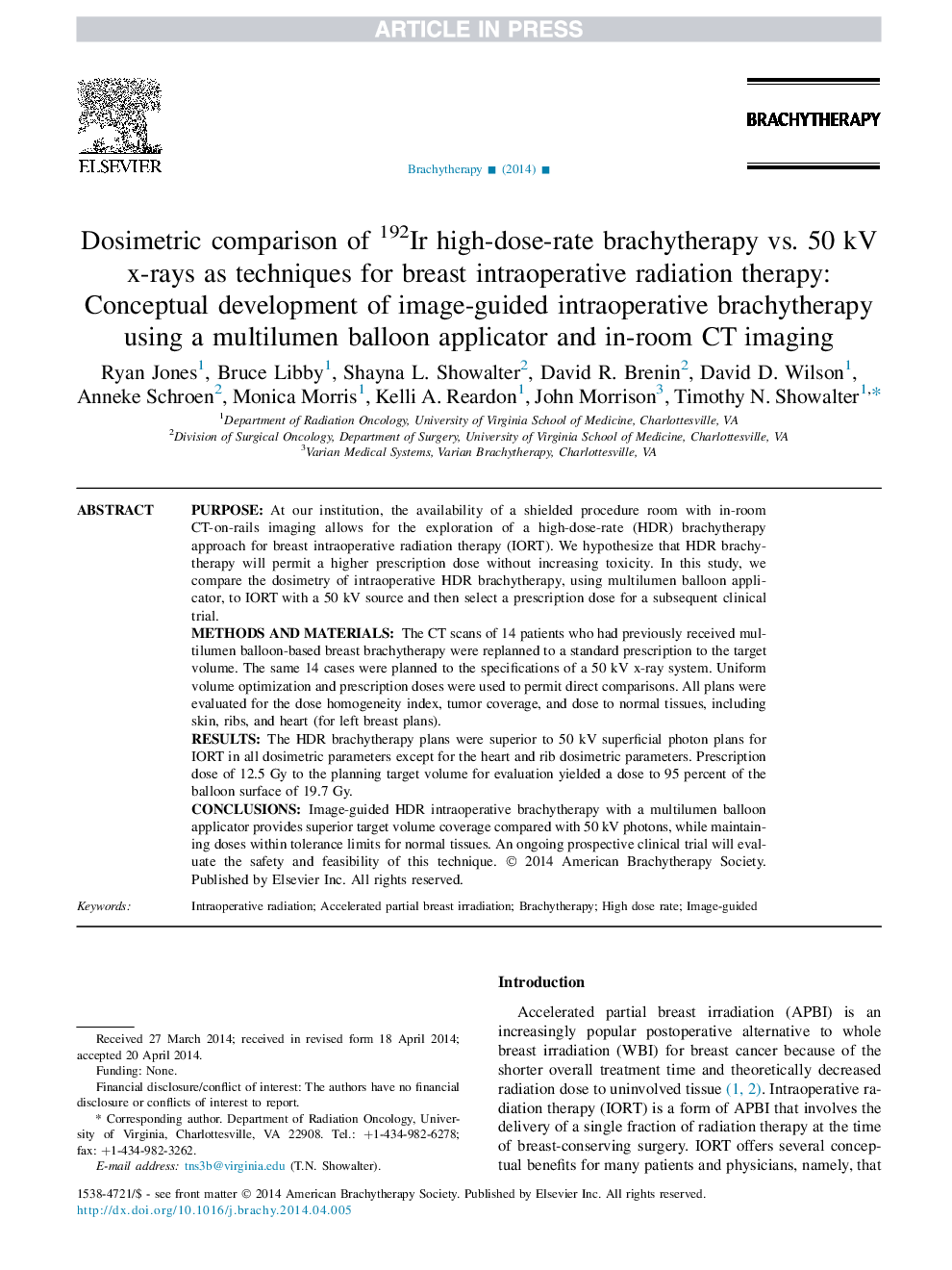 Dosimetric comparison of 192Ir high-dose-rate brachytherapy vs. 50Â kV x-rays as techniques for breast intraoperative radiation therapy: Conceptual development of image-guided intraoperative brachytherapy using a multilumen balloon applicator and in-room 