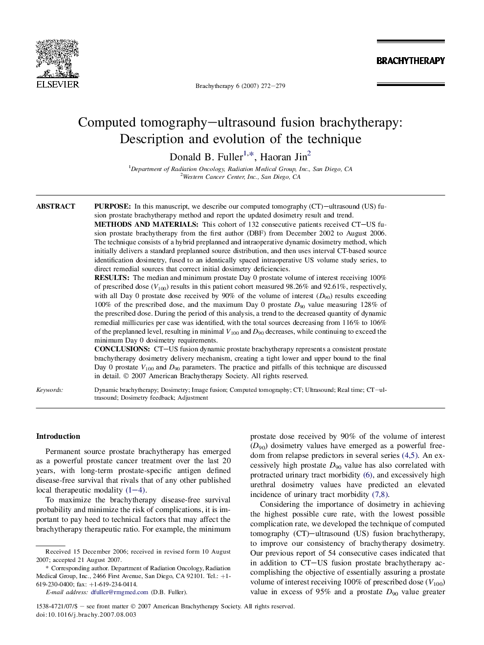 Computed tomography-ultrasound fusion brachytherapy: Description and evolution of the technique