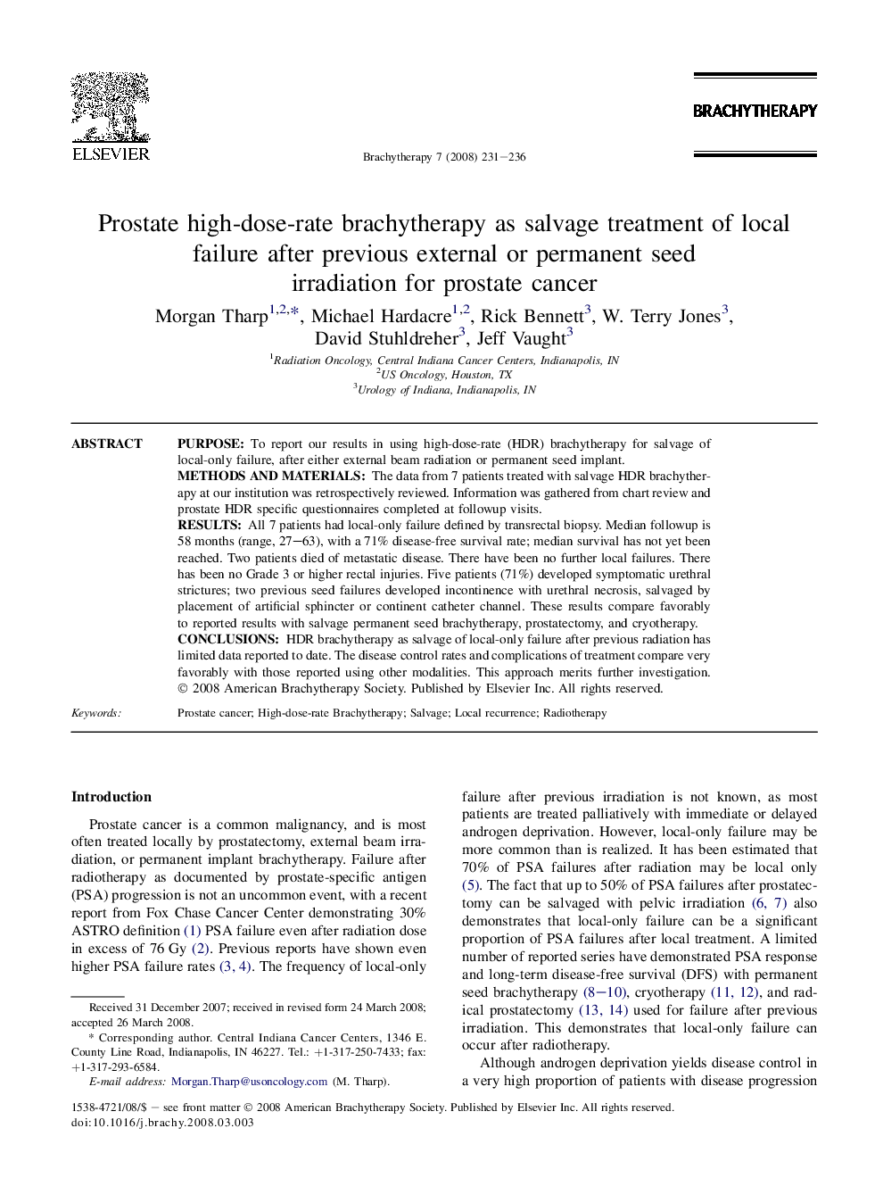 Prostate high-dose-rate brachytherapy as salvage treatment of local failure after previous external or permanent seed irradiation for prostate cancer