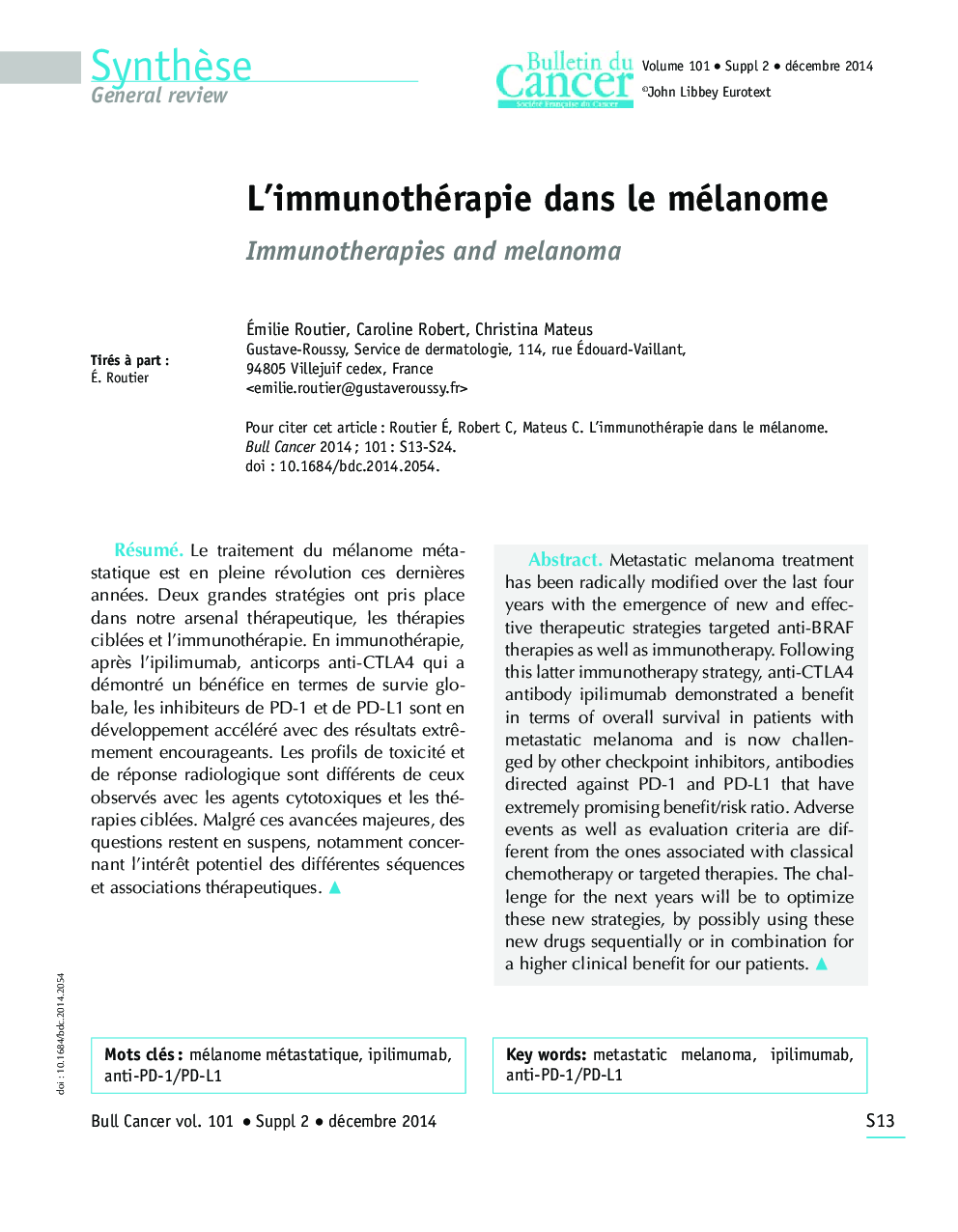 L'immunothérapie dans le mélanome