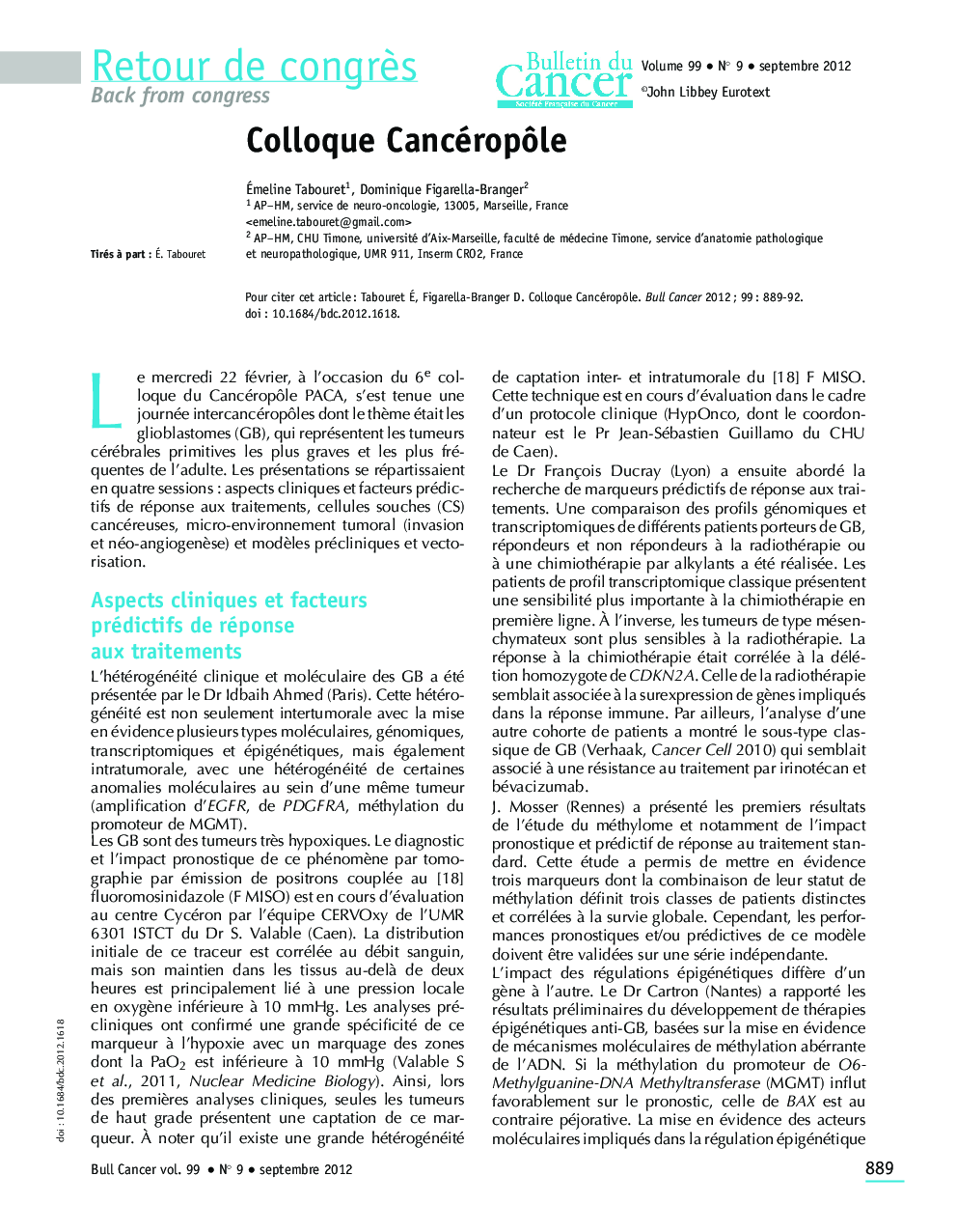 Colloque CancéropÃ´le
