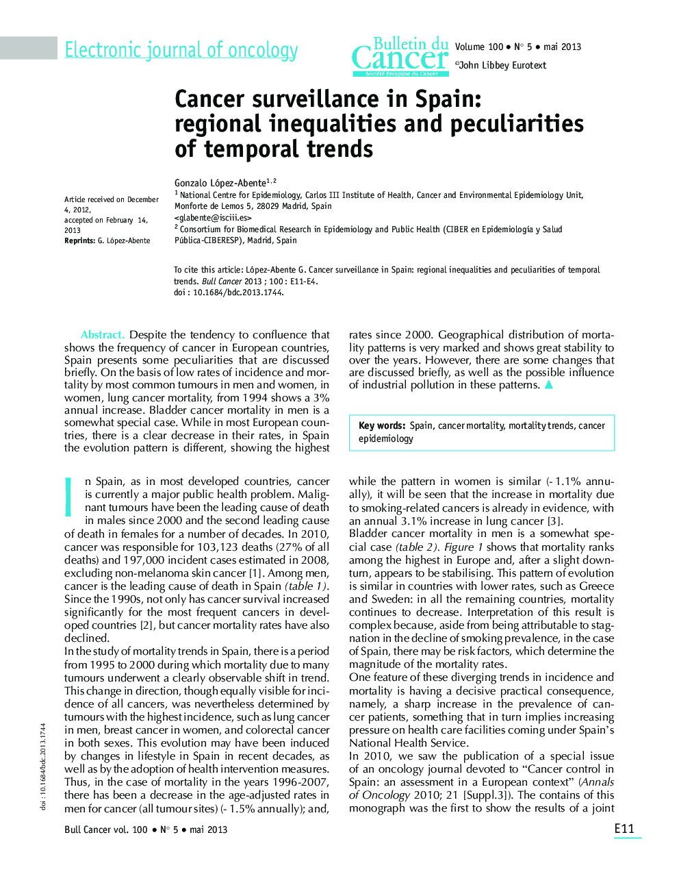 Cancer surveillance in Spain: regional inequalities and peculiarities of temporal trends