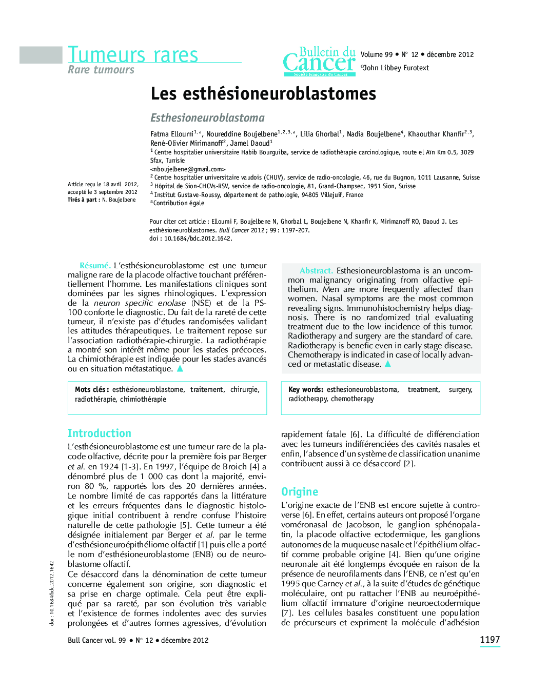 Les esthésioneuroblastomes