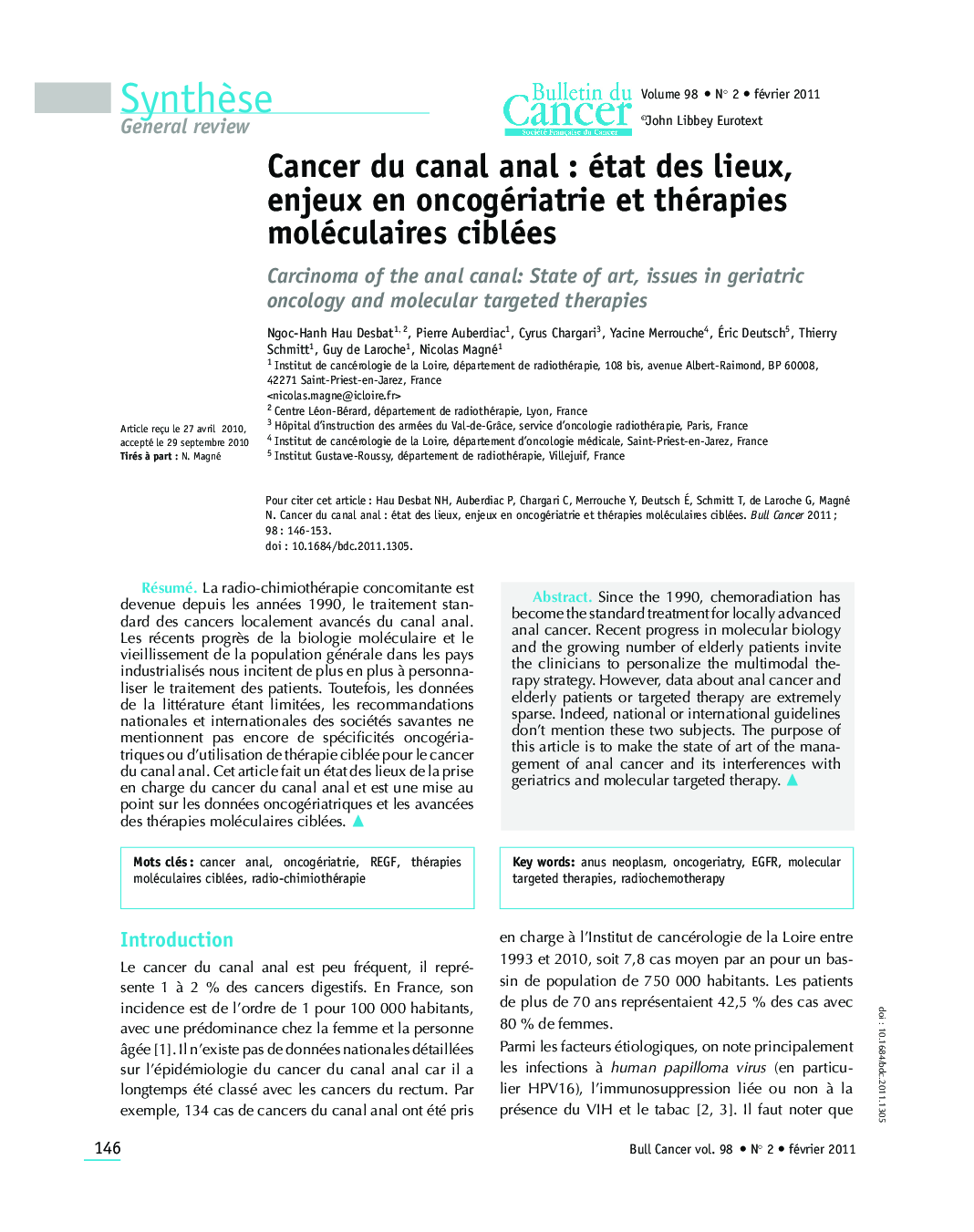 Cancer du canal anal : état des lieux, enjeux en oncogériatrie et thérapies moléculaires ciblées