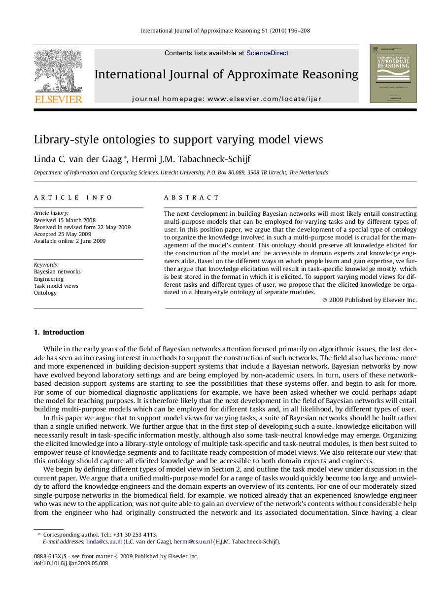 عکس صفحه اول مقاله: Library-style ontologies to support varying model views Library-style ontologies to support varying model views