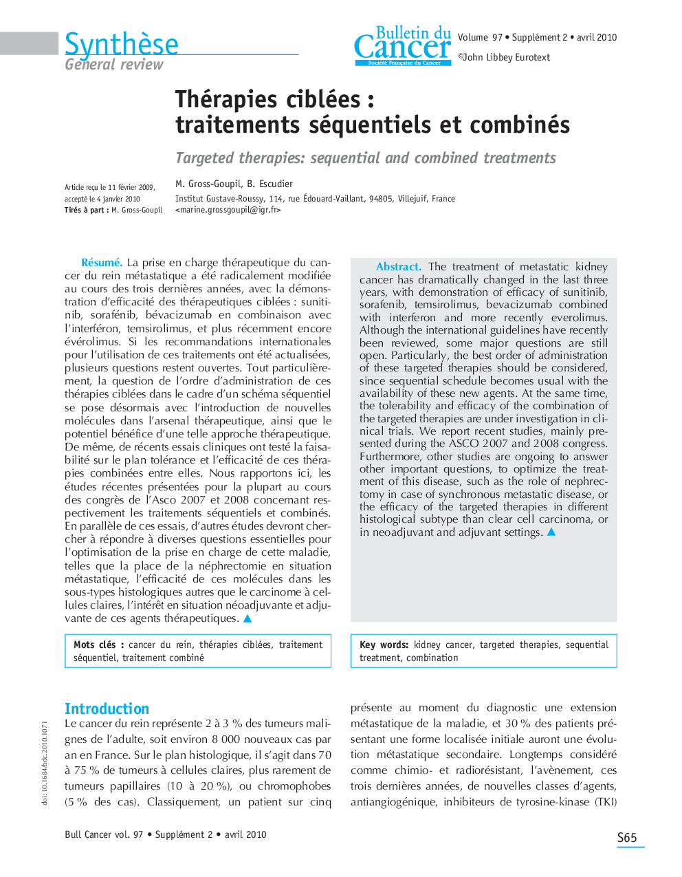 Thérapies ciblées : traitements séquentiels et combinés