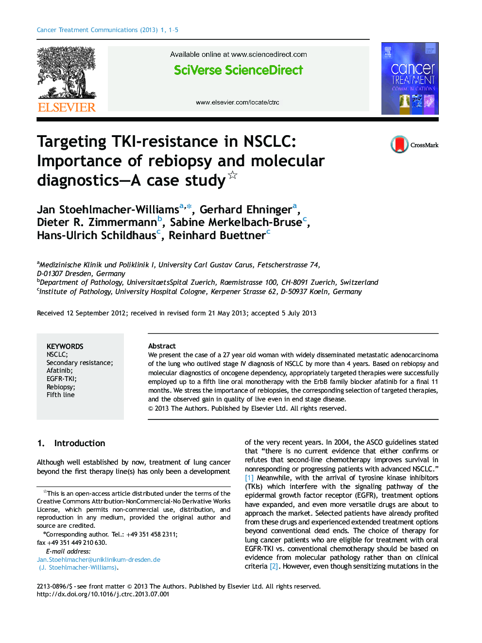 Targeting TKI-resistance in NSCLC: Importance of rebiopsy and molecular diagnostics—A case study 