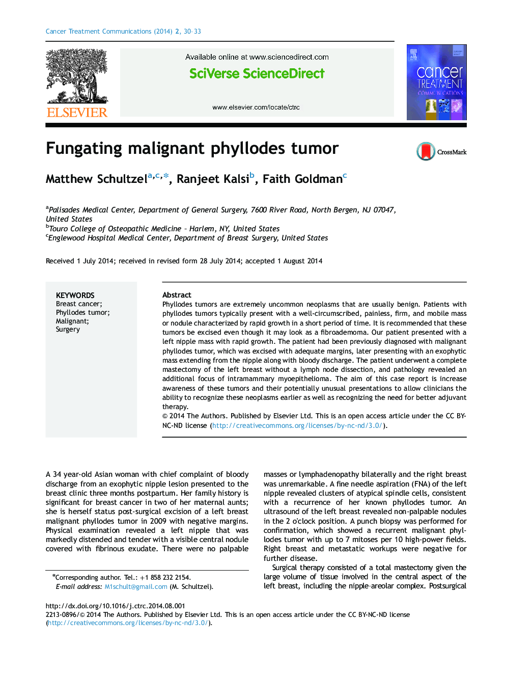 Fungating malignant phyllodes tumor
