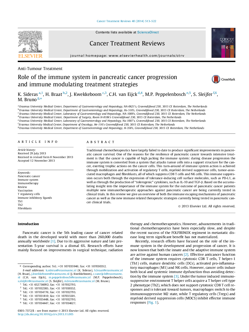 Role of the immune system in pancreatic cancer progression and immune modulating treatment strategies