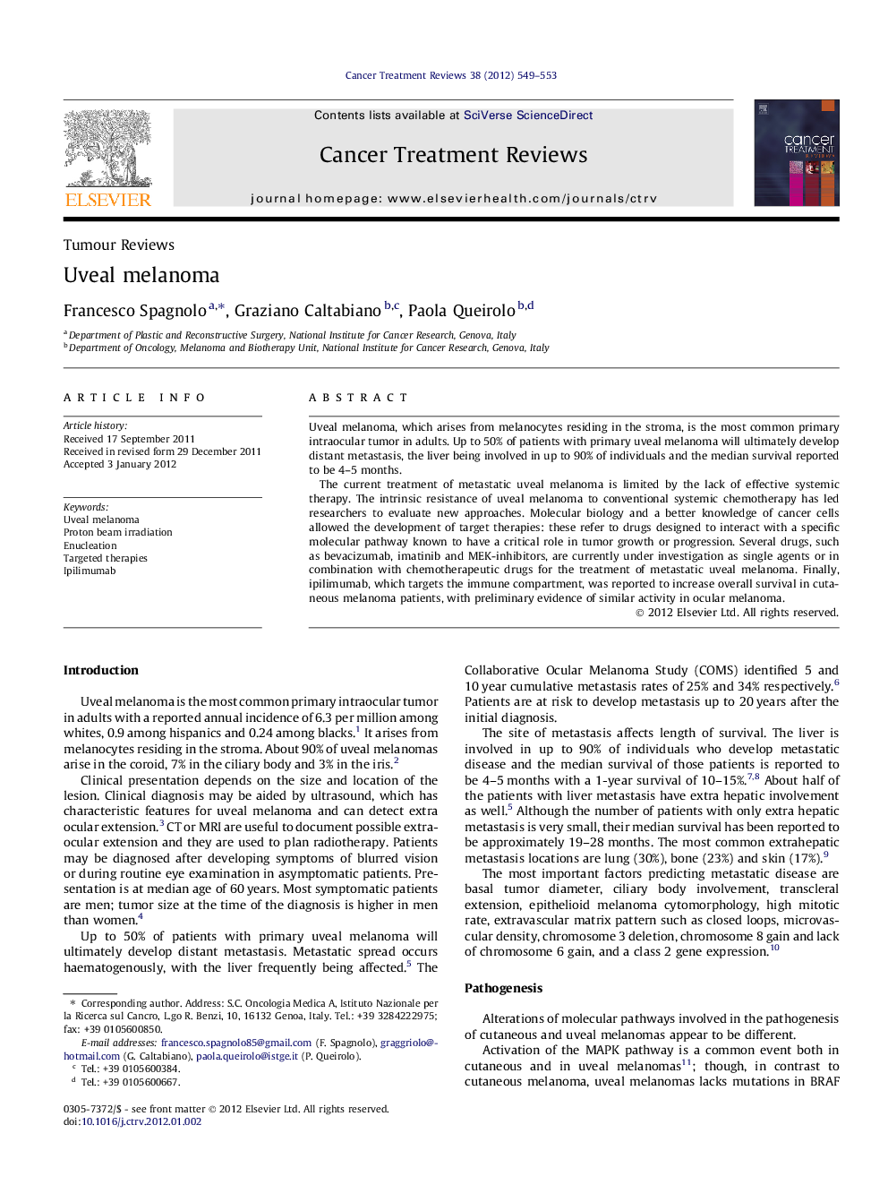 Uveal melanoma