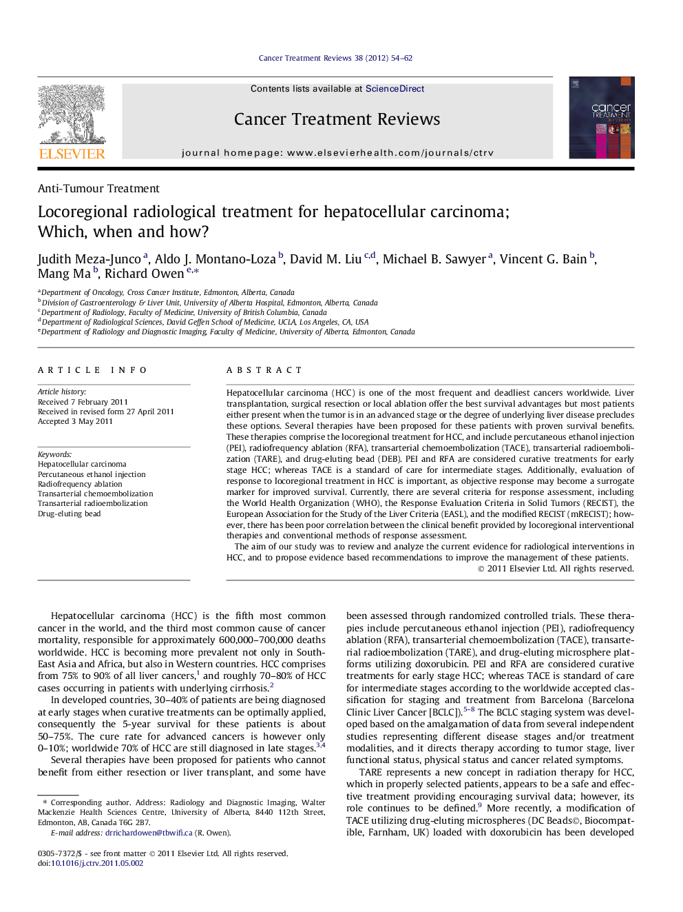 Locoregional radiological treatment for hepatocellular carcinoma; Which, when and how?