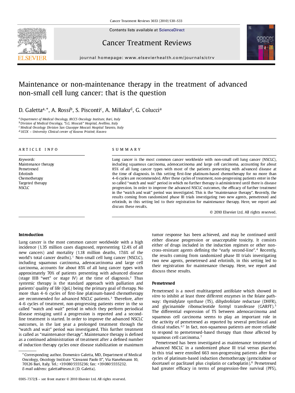 Maintenance or non-maintenance therapy in the treatment of advanced non-small cell lung cancer: that is the question
