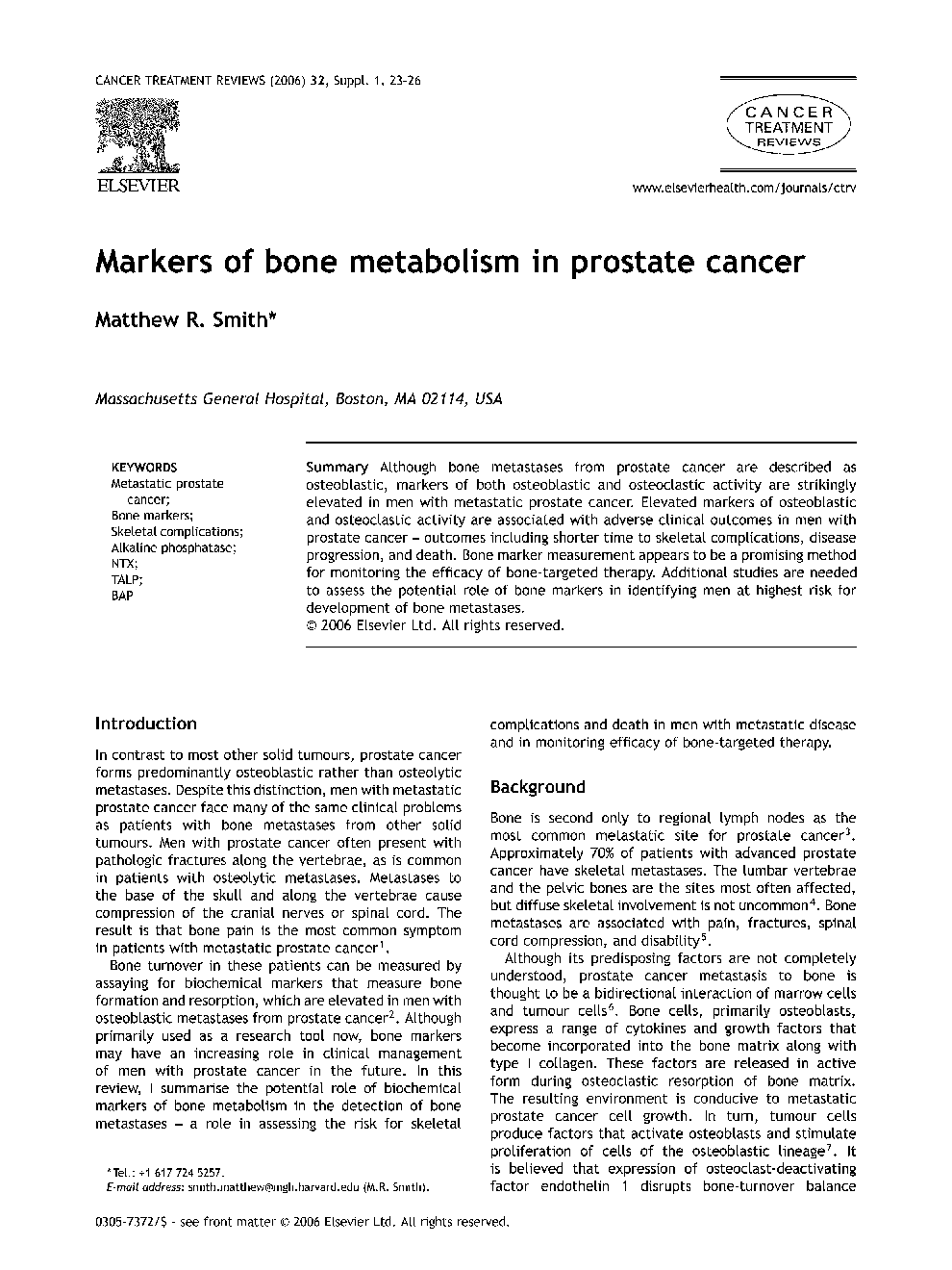 Markers of bone metabolism in prostate cancer *