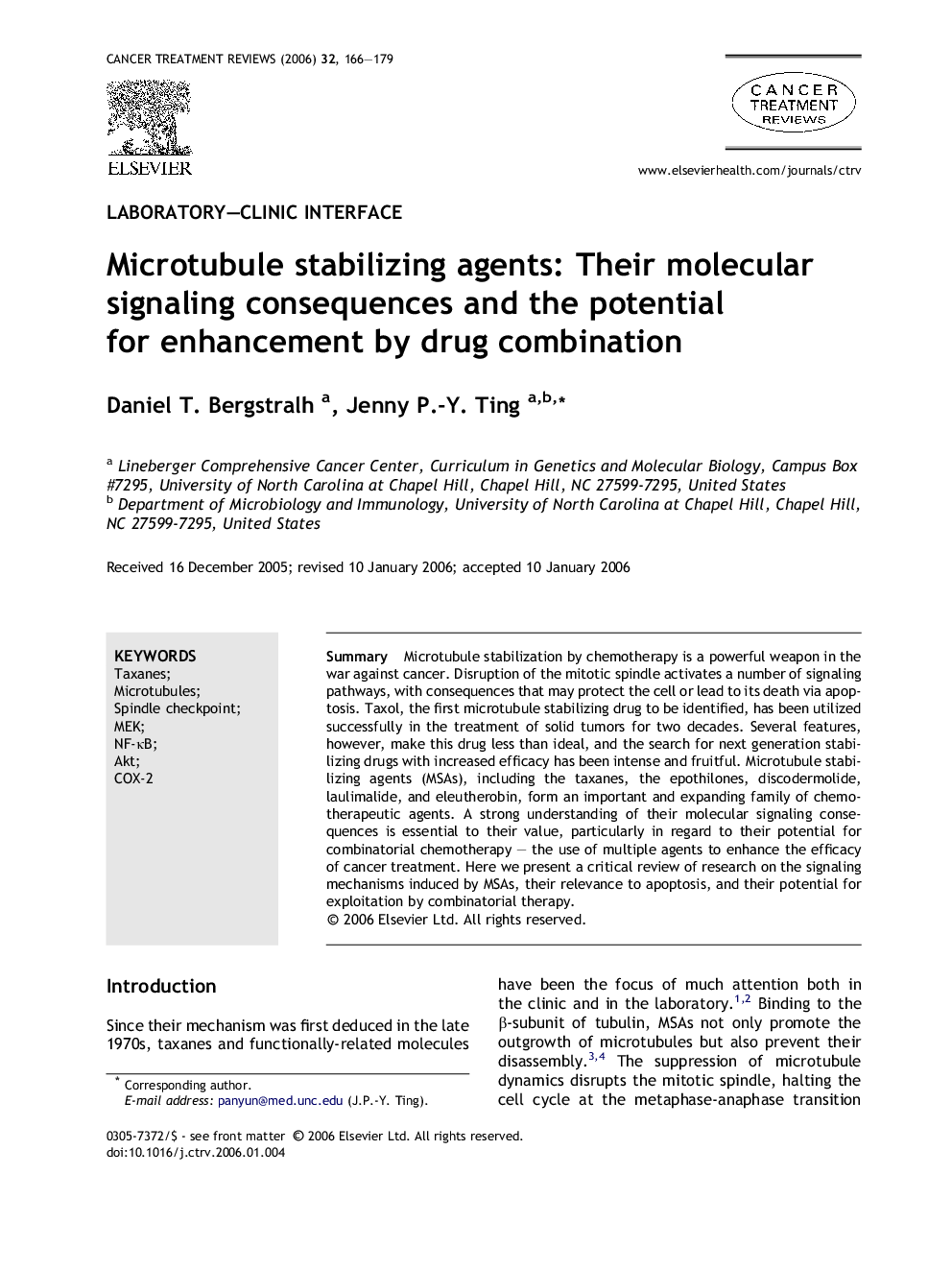 Microtubule stabilizing agents: Their molecular signaling consequences and the potential for enhancement by drug combination