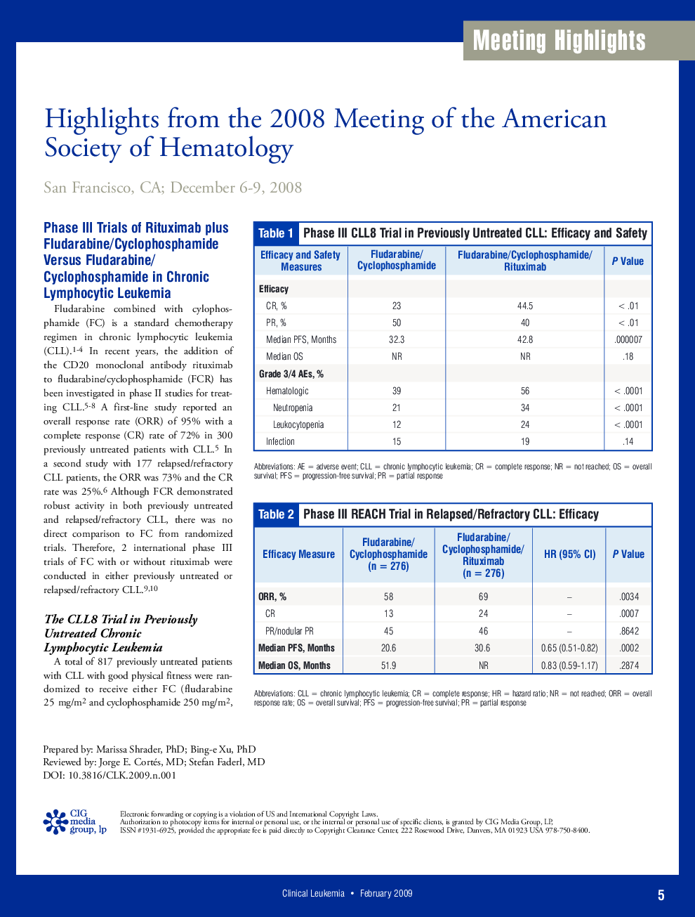 Highlights from the 2008 Meeting of the American Society of Hematology San Francisco, CA; December 6-9, 2008