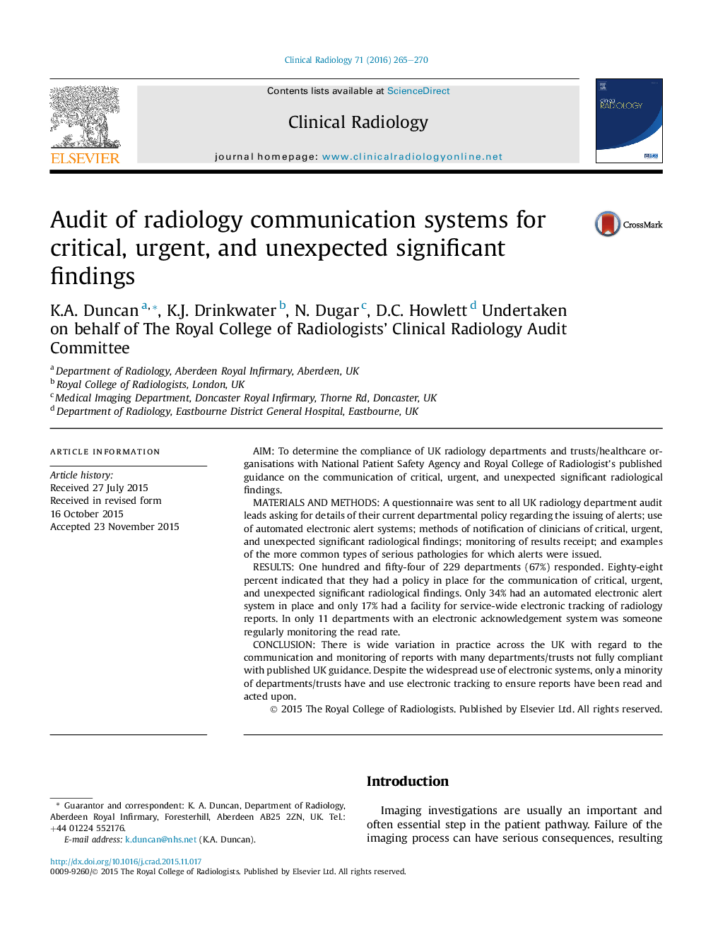 Audit of radiology communication systems for critical, urgent, and unexpected significant findings