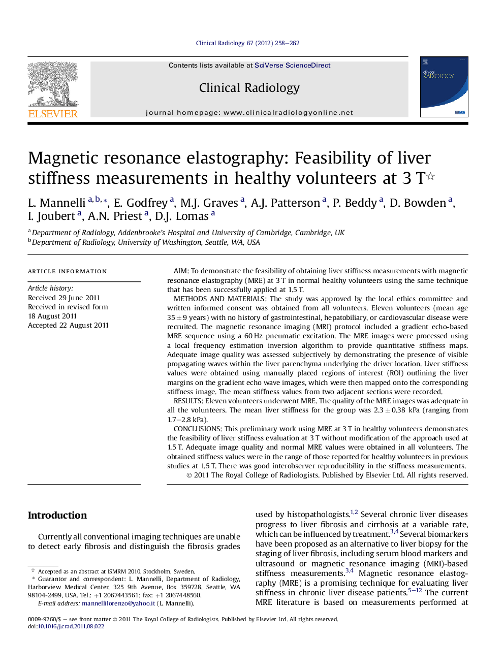 Magnetic resonance elastography: Feasibility of liver stiffness measurements in healthy volunteers at 3 T 