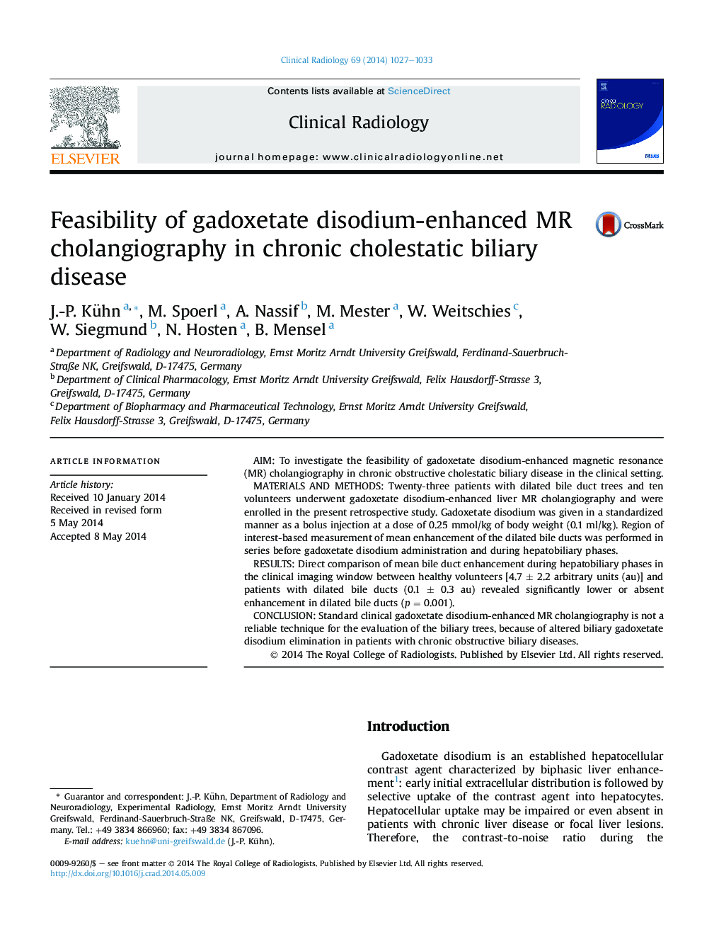 Feasibility of gadoxetate disodium-enhanced MR cholangiography in chronic cholestatic biliary disease