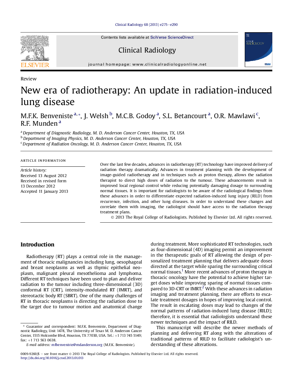 New era of radiotherapy: An update in radiation-induced lung disease