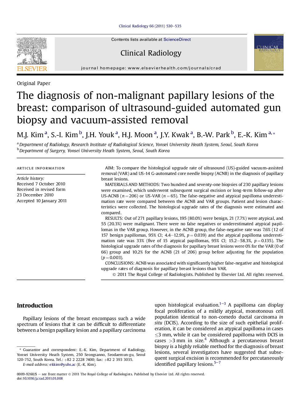 The diagnosis of non-malignant papillary lesions of the breast: comparison of ultrasound-guided automated gun biopsy and vacuum-assisted removal