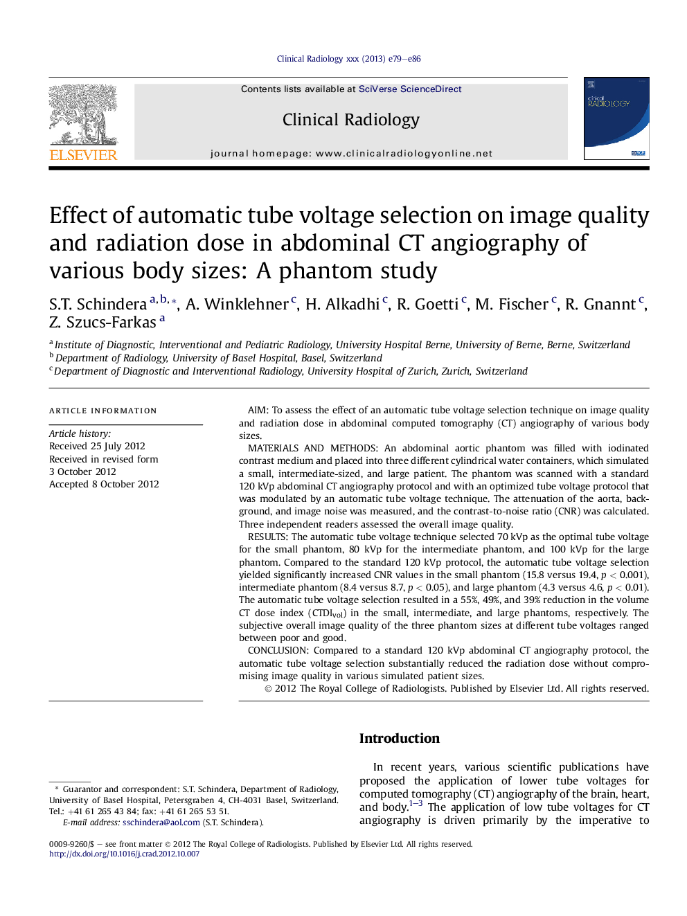 Effect of automatic tube voltage selection on image quality and radiation dose in abdominal CT angiography of various body sizes: A phantom study