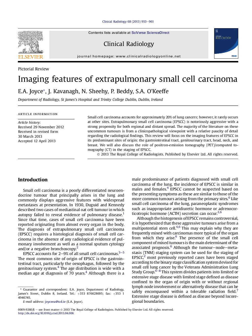 Imaging features of extrapulmonary small cell carcinoma