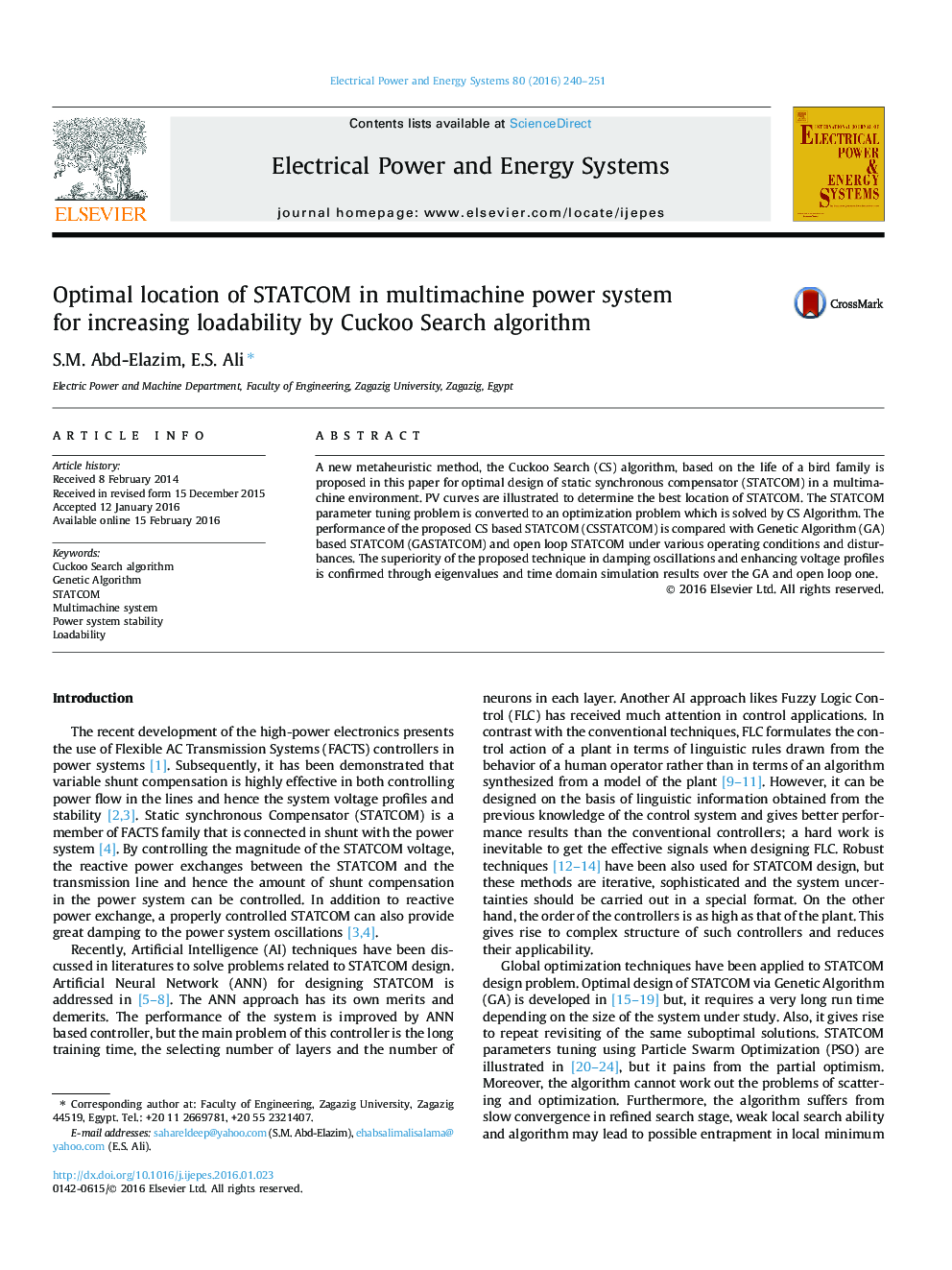 Optimal location of STATCOM in multimachine power system for increasing loadability by Cuckoo Search algorithm