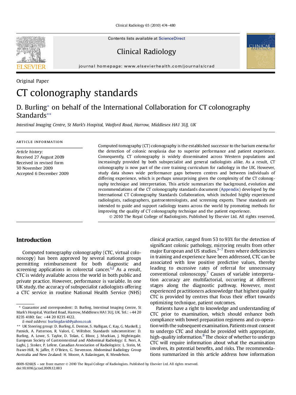 CT colonography standards