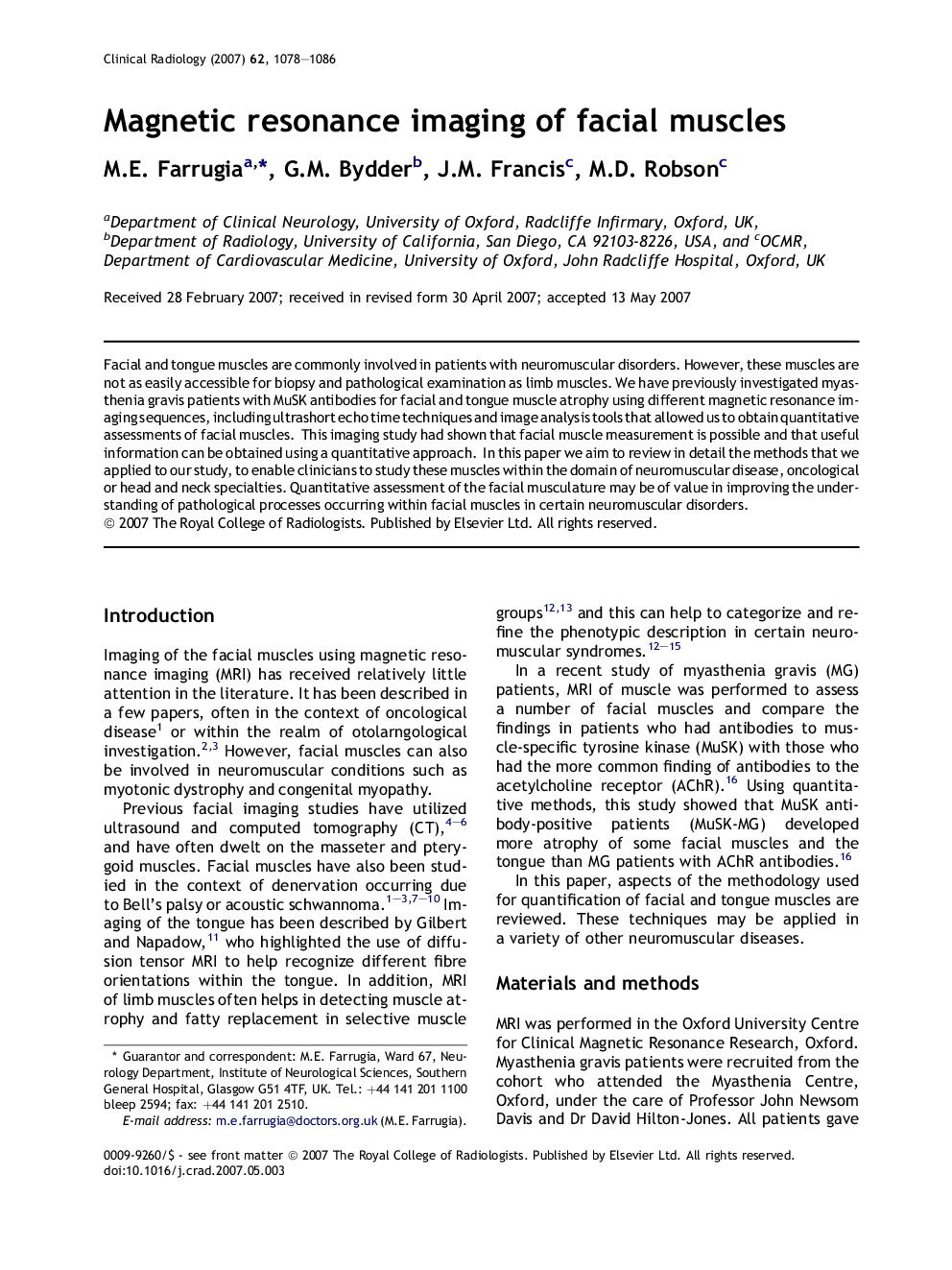 Magnetic resonance imaging of facial muscles