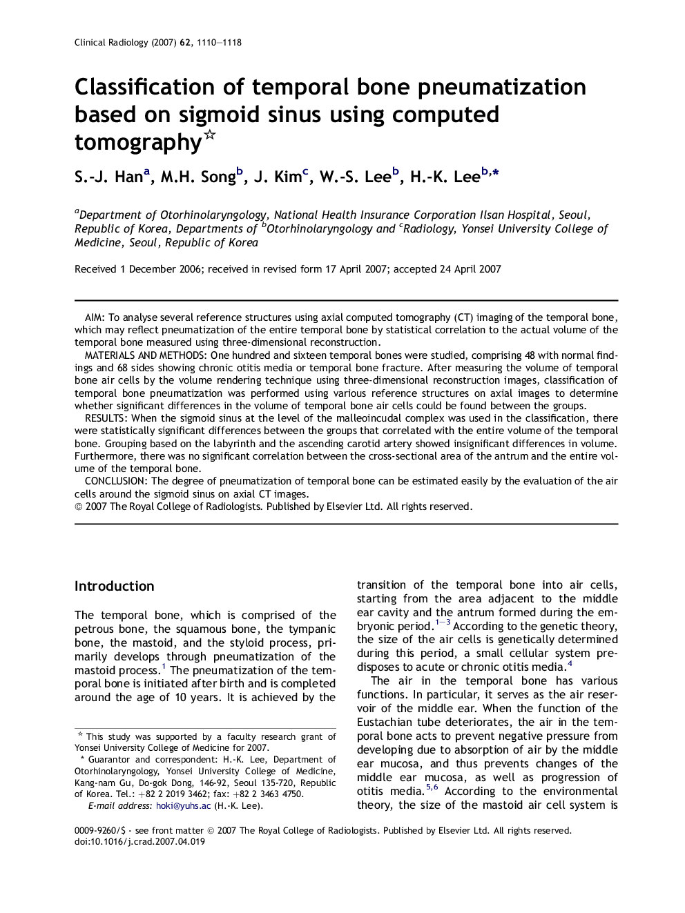 Classification of temporal bone pneumatization based on sigmoid sinus using computed tomography 